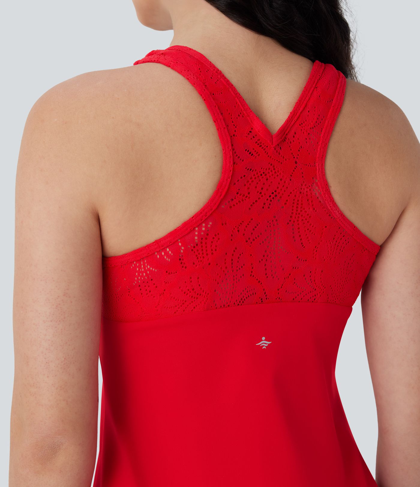 Robe active de yoga 2 pièces Softlyzero™ Airy mini à dos nageur avec dentelle contrastante, toucher frais et poche - UPF50+