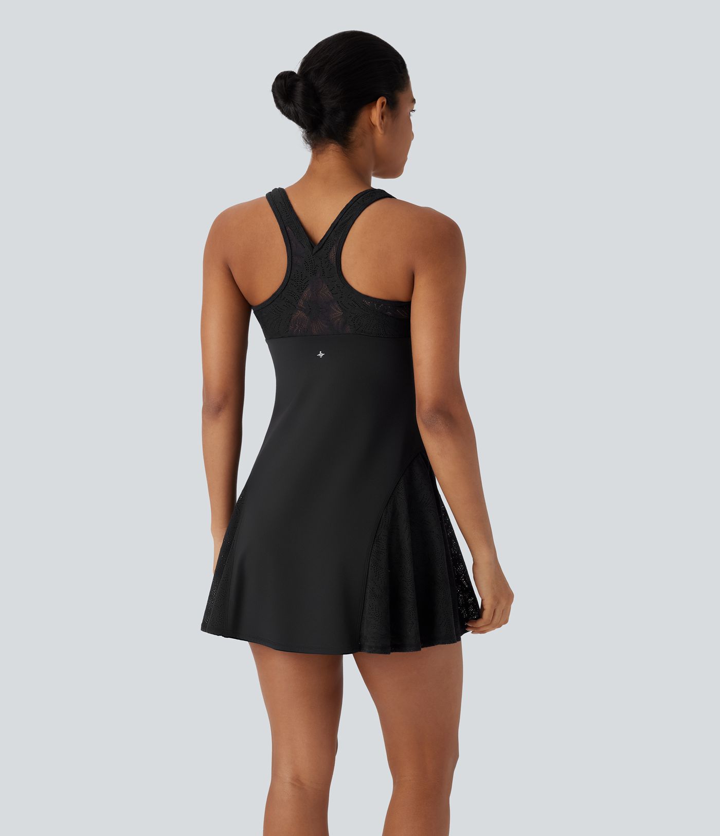 SoftlyZero™ Airy Racerback Contrast Lace Mini 2-piece Set Cool Touch Yoga Active Dress with Pocket-UPF50+