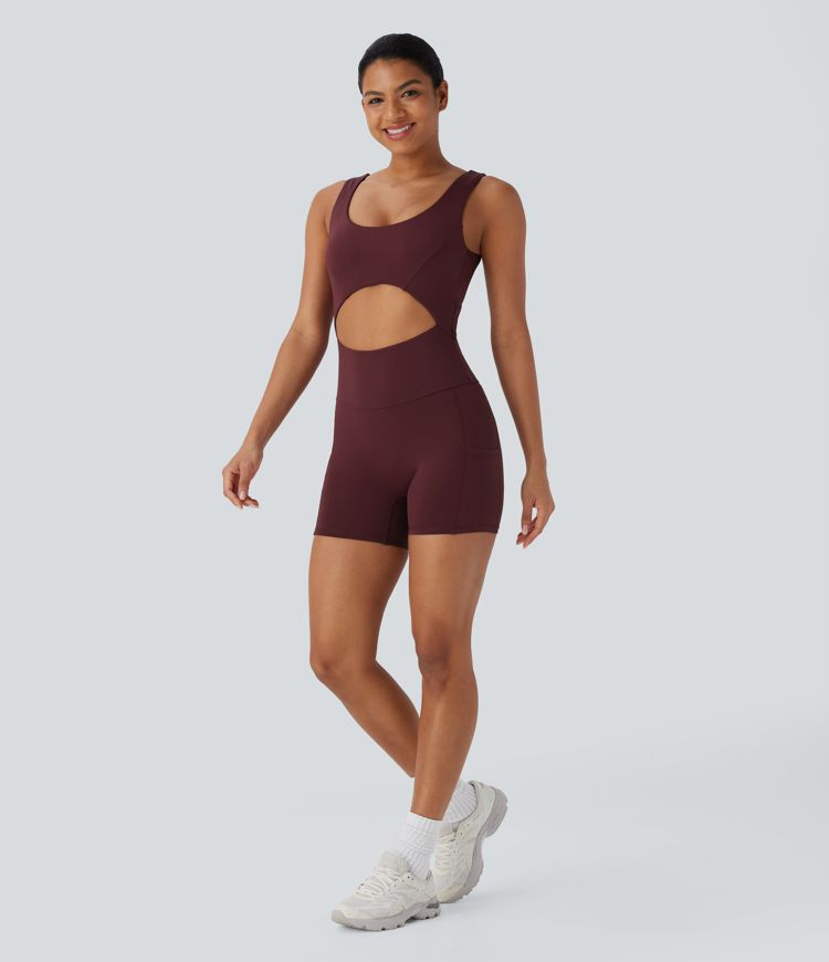 SoftlyZero™ Airy Cut Out Pocket Cool Touch Yoga Romper-UPF50+