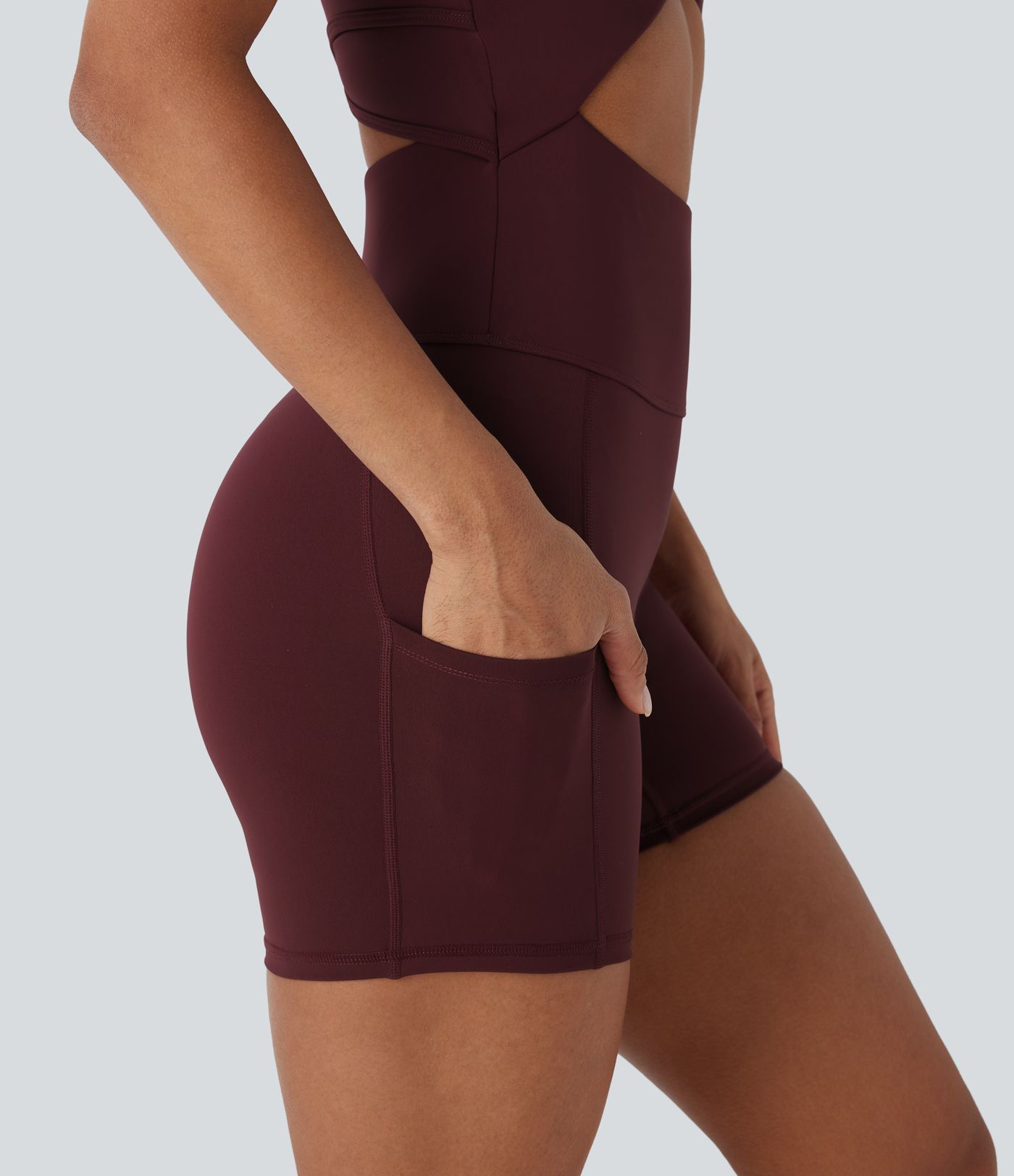 SoftlyZero™ Airy Cut Out Pocket Cool Touch Yoga Romper-UPF50+