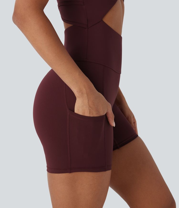 SoftlyZero™ Airy Cut Out Pocket Cool Touch Yoga Romper-UPF50+