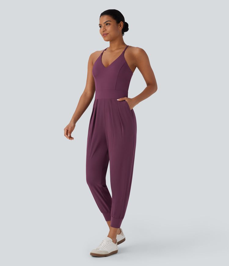 Breezeful™ Pocket Tapered Quick Dry Casual Slip Jogger Jumpsuit