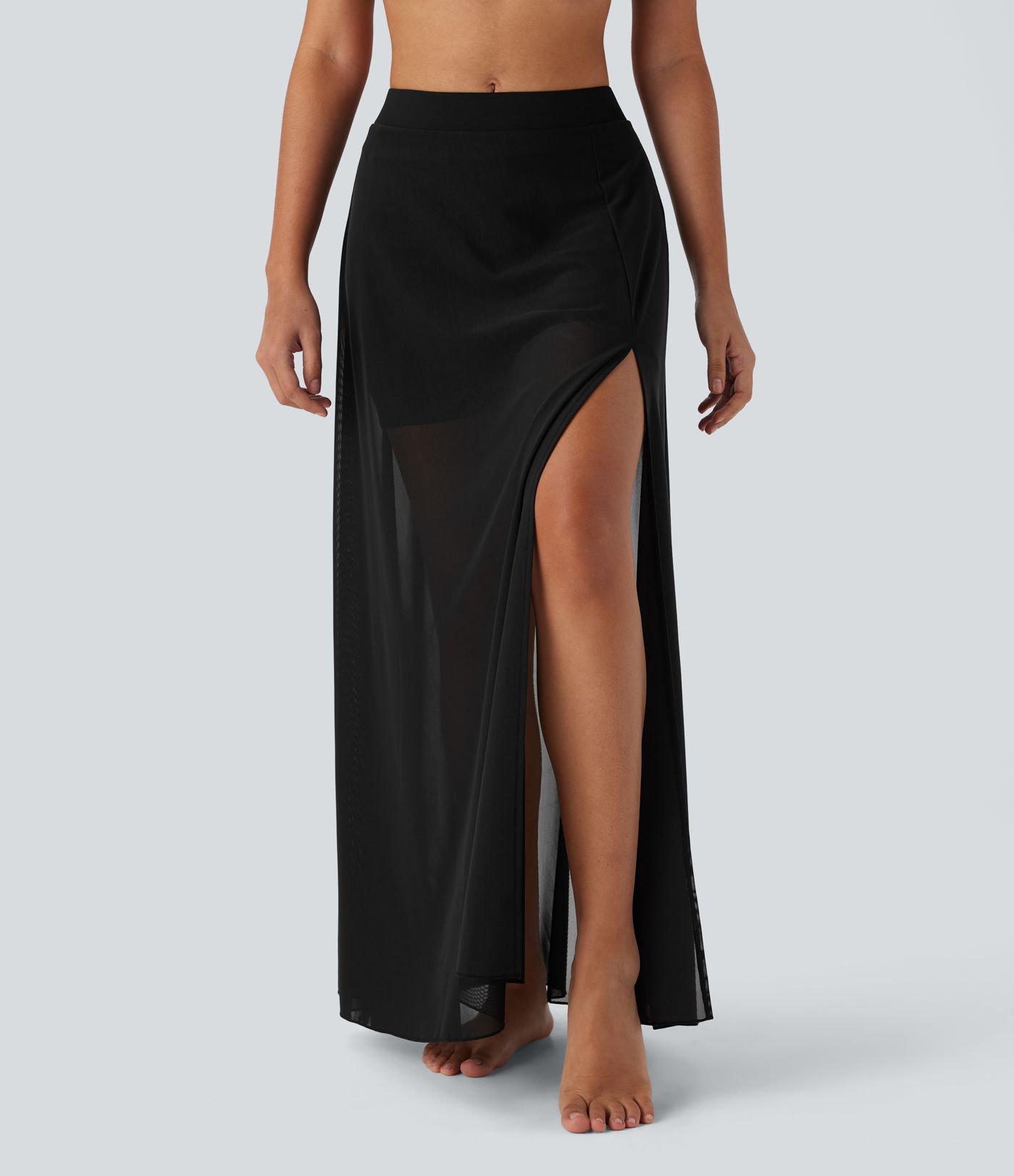 Srednje visoko 2-v-1 maxi plesno krilo z žepom