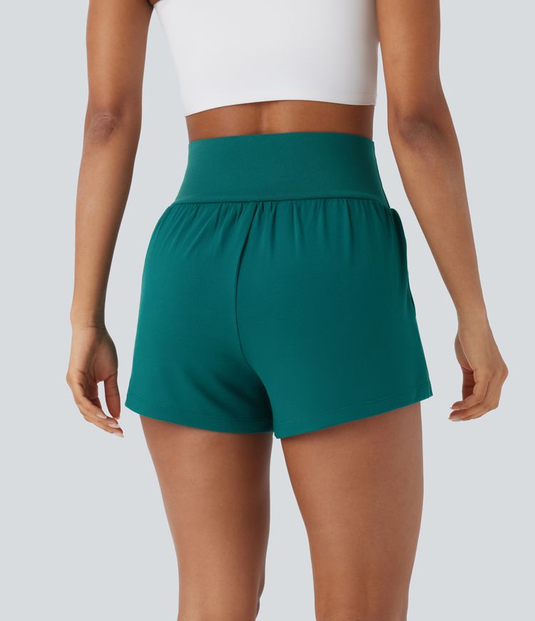 Super High Waisted 2-in-1 Yoga Shorts 3'' with Pockets