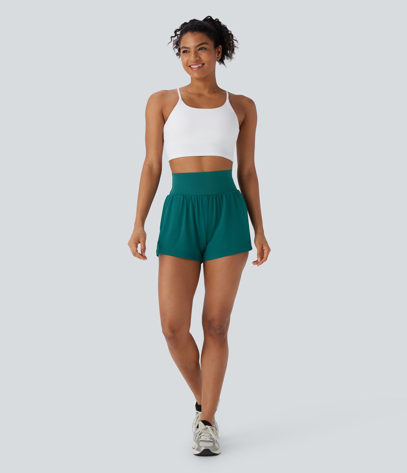 Short de yoga taille haute 2 en 1 de 3 pouces avec poches