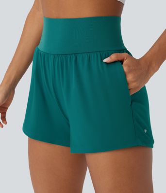 Short de yoga taille haute 2 en 1 de 3 pouces avec poches