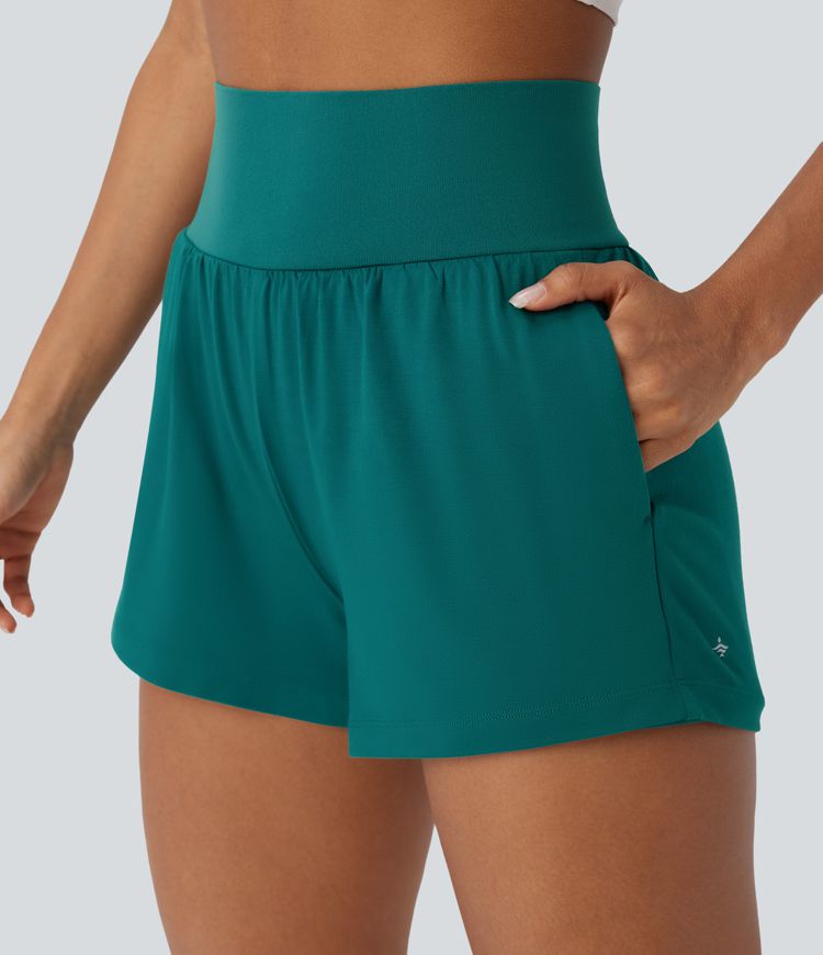 Super High Waisted 2-in-1 Yoga Shorts 3'' with Pockets