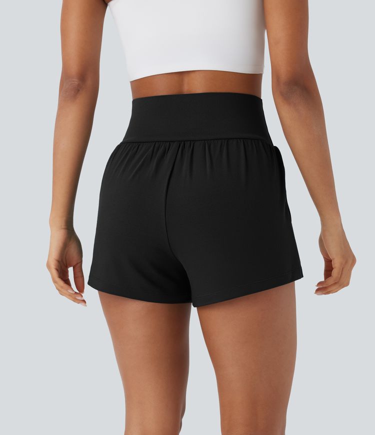 Super High Waisted 2-in-1 Yoga Shorts 3'' with Pockets
