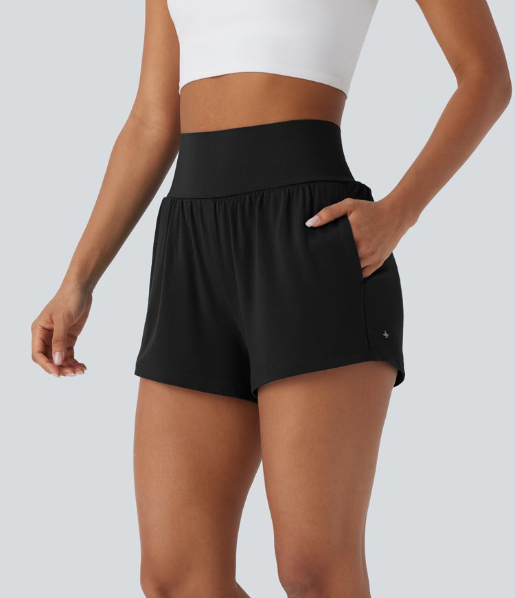 Super High Waisted 2-in-1 Yoga Shorts 3'' with Pockets