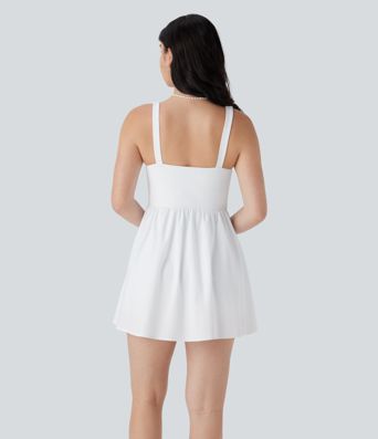 Breezeful™ Square Neck Corset Style 2-in-1 Quick Dry Mini Dress with Pocket D-F Cups
