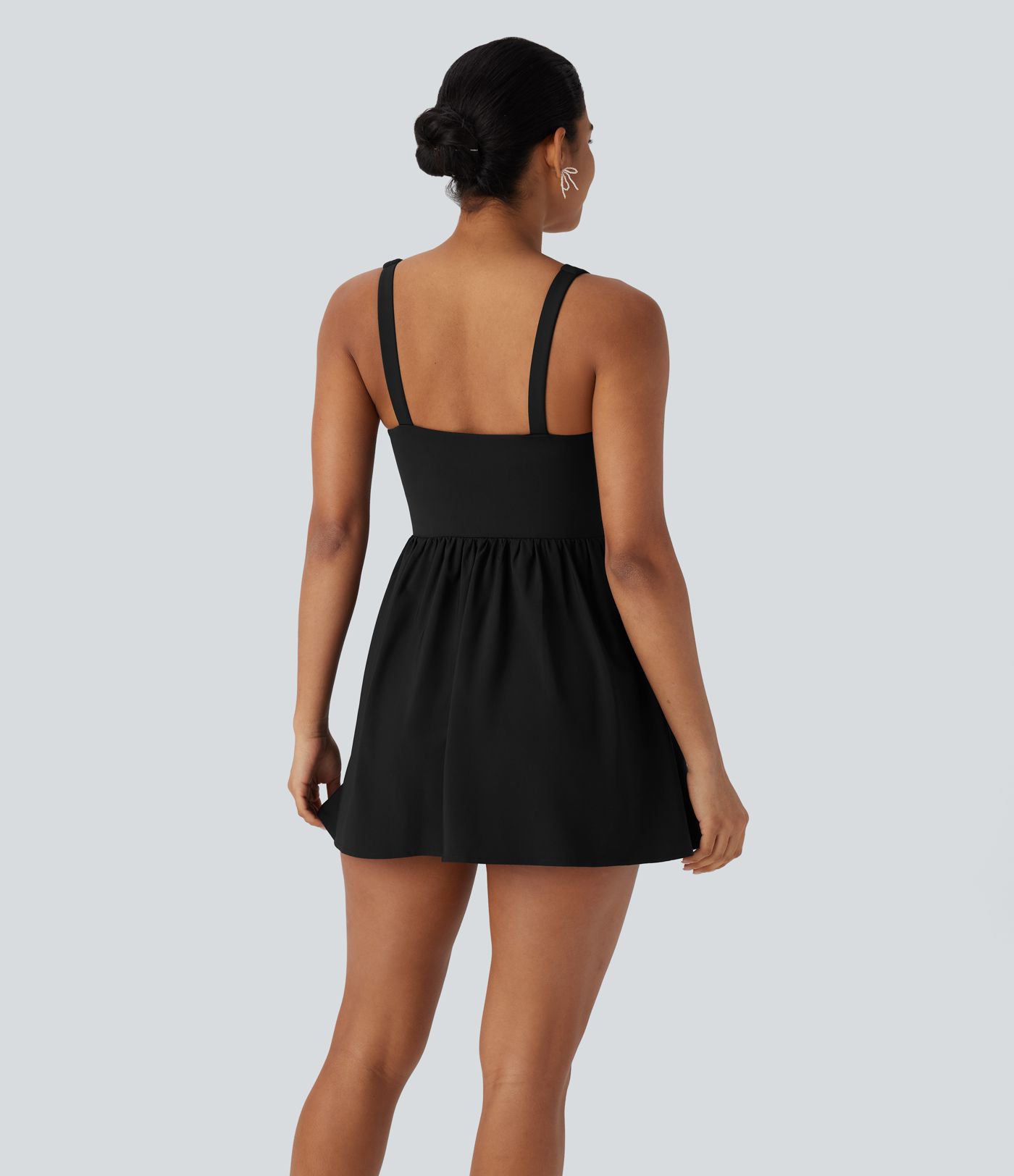 Breezeful™ Square Neck Corset Style 2-in-1 Quick Dry Mini Dress with Pocket D-F Cups