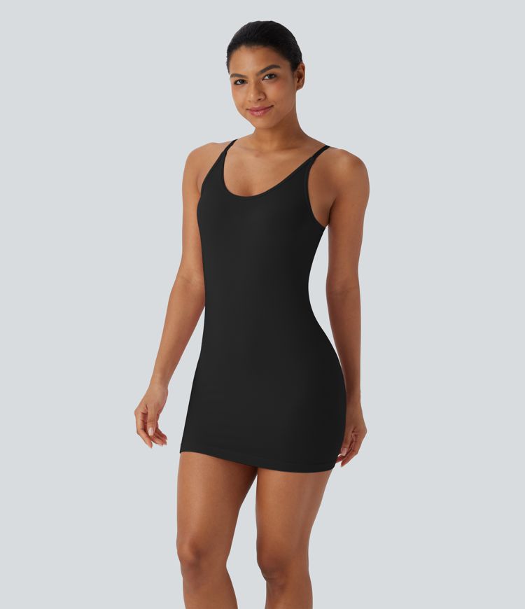 Seamless Flow Adjustable Strap Mini Modal Lounge Slip Dress