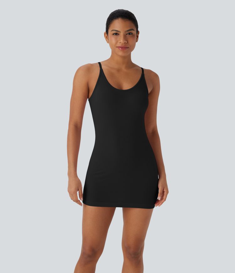 Seamless Flow Adjustable Strap Mini Modal Lounge Slip Dress