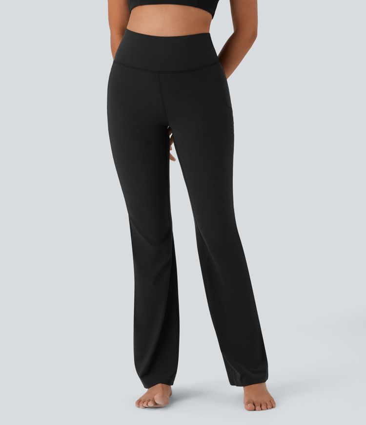 SoftlyZero™ High Waisted Contrast Lace Yoga Bootcut Leggings with Pocket-UPF50+