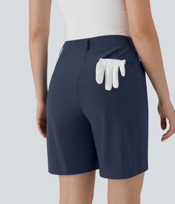 Pantalones Cortos Bermudas de Golf de Cintura Alta con Bolsillos - Bolsillo de Camiseta de Golf - UPF40+