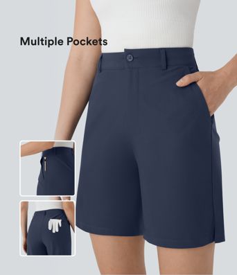 Pantalones Cortos Bermudas de Golf de Cintura Alta con Bolsillos - Bolsillo de Camiseta de Golf - UPF40+