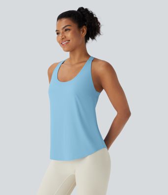 U Neck Curved Hem Cool Touch Yoga Tank Top-UPF50+