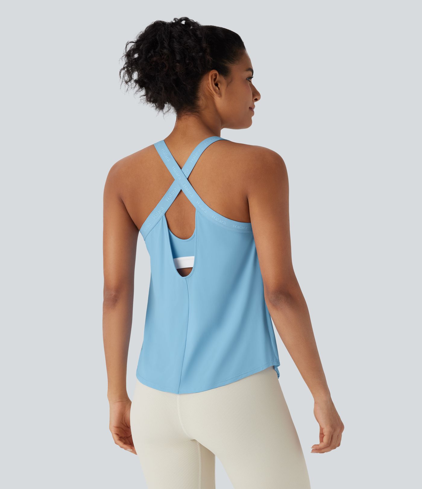 U Neck Curved Hem Cool Touch Yoga Tank Top-UPF50+
