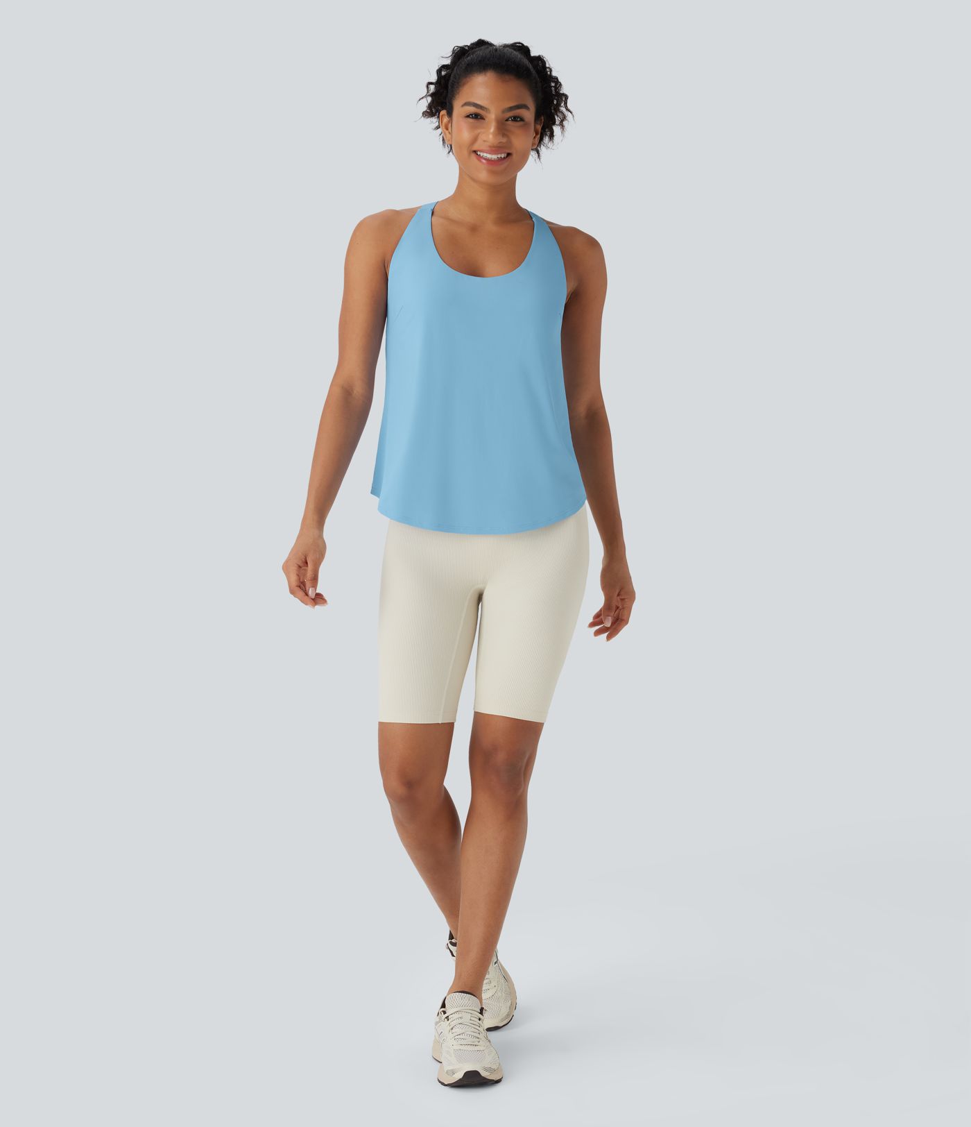 U Neck Curved Hem Cool Touch Yoga Tank Top-UPF50+