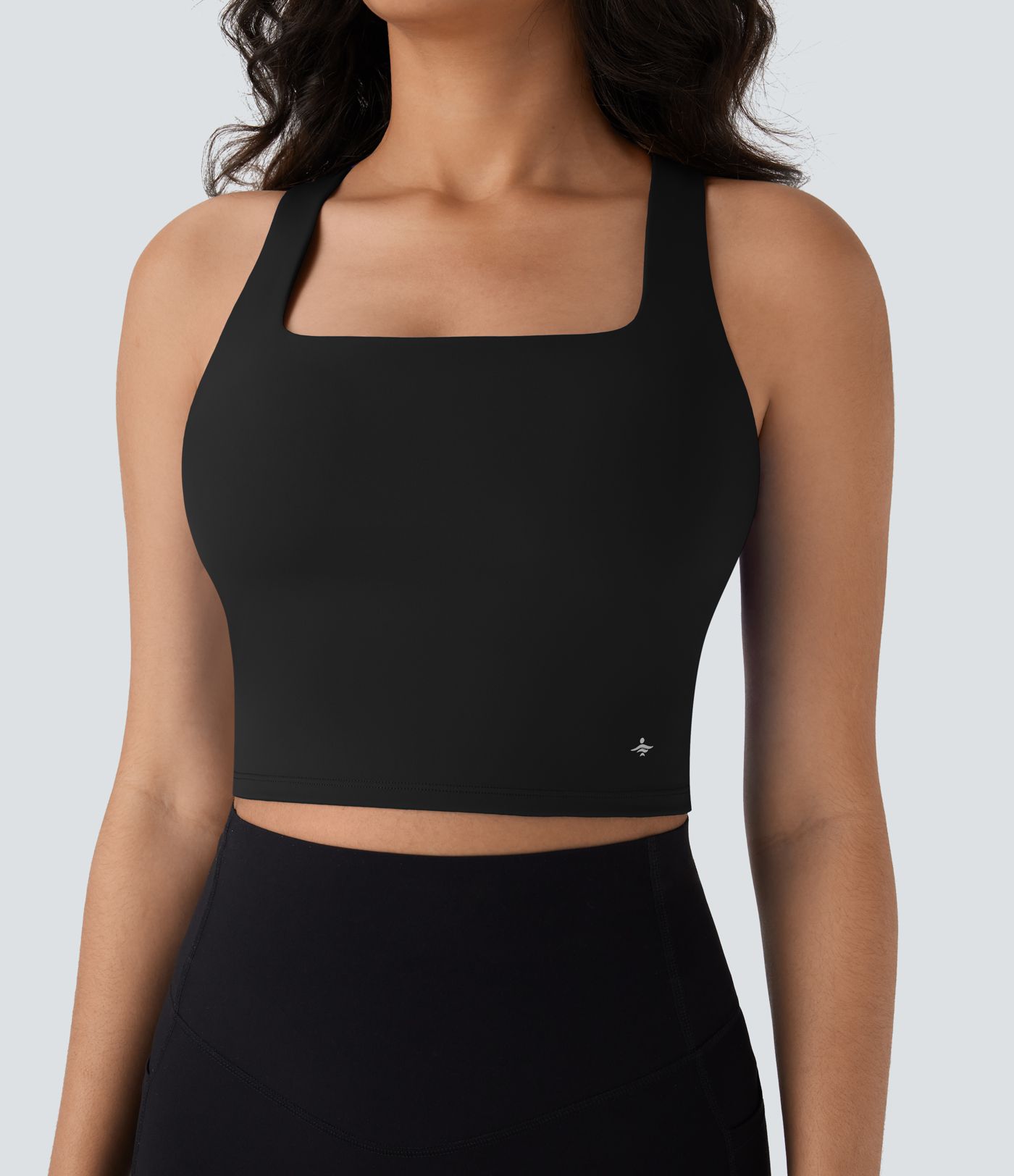 SoftlyZero™ Airy Square Neck Cropped Cool Touch Yoga Tank Top D-F Cups