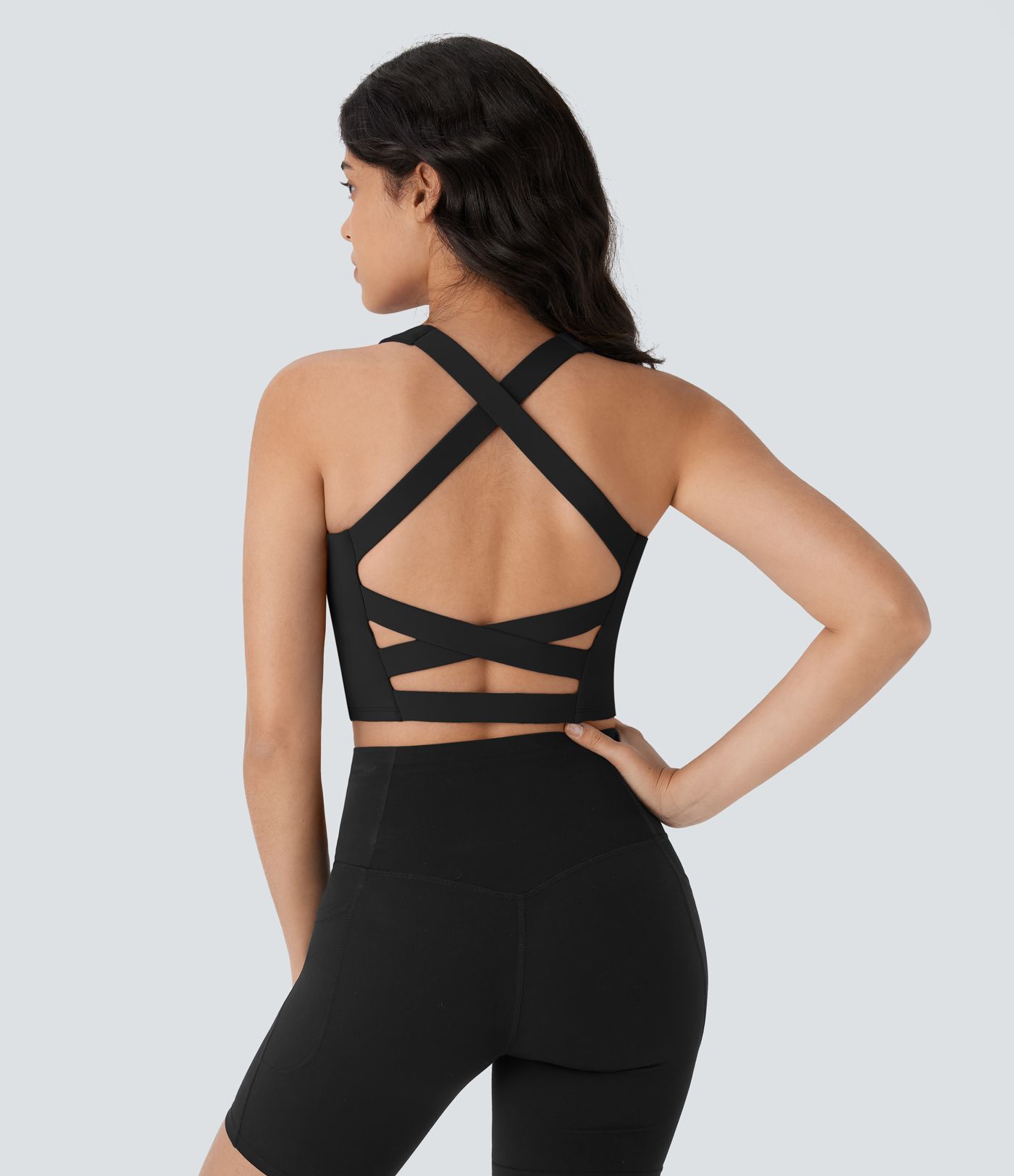 SoftlyZero™ Airy Square Neck Cropped Cool Touch Yoga Tank Top D-F Cups