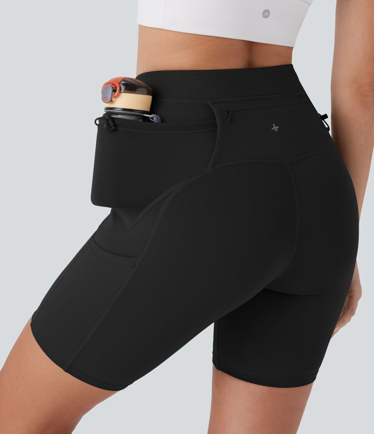 SpeedWave™ High Waisted Pockets Loop Quick Dry Running Biker Shorts 7''