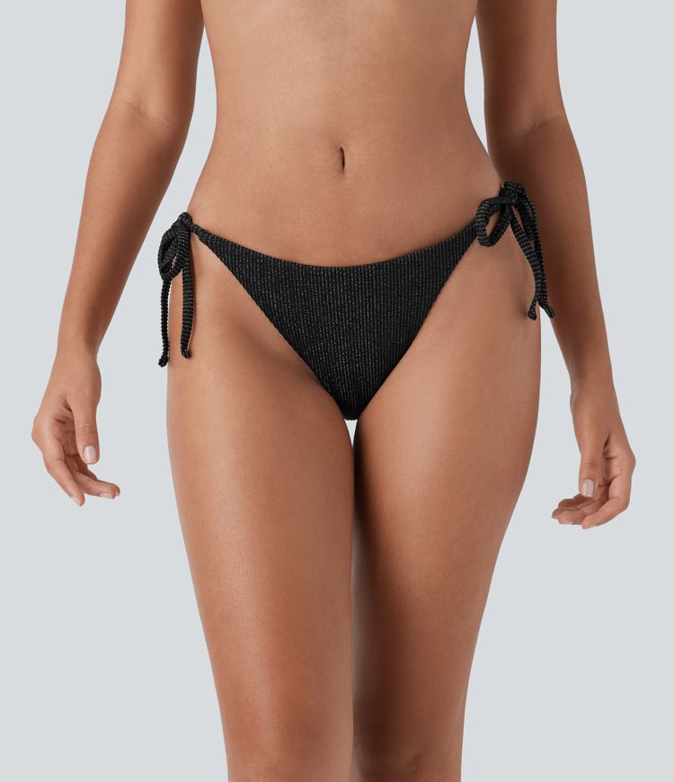 Ribbed Low Rise Tie Side Bikini Bottom Swimsuit