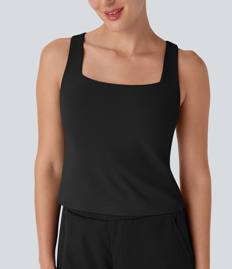 Camiseta yoga Softlyzero™ Airy cuello cuadrado efecto lifting tacto fresco - UPF 50+