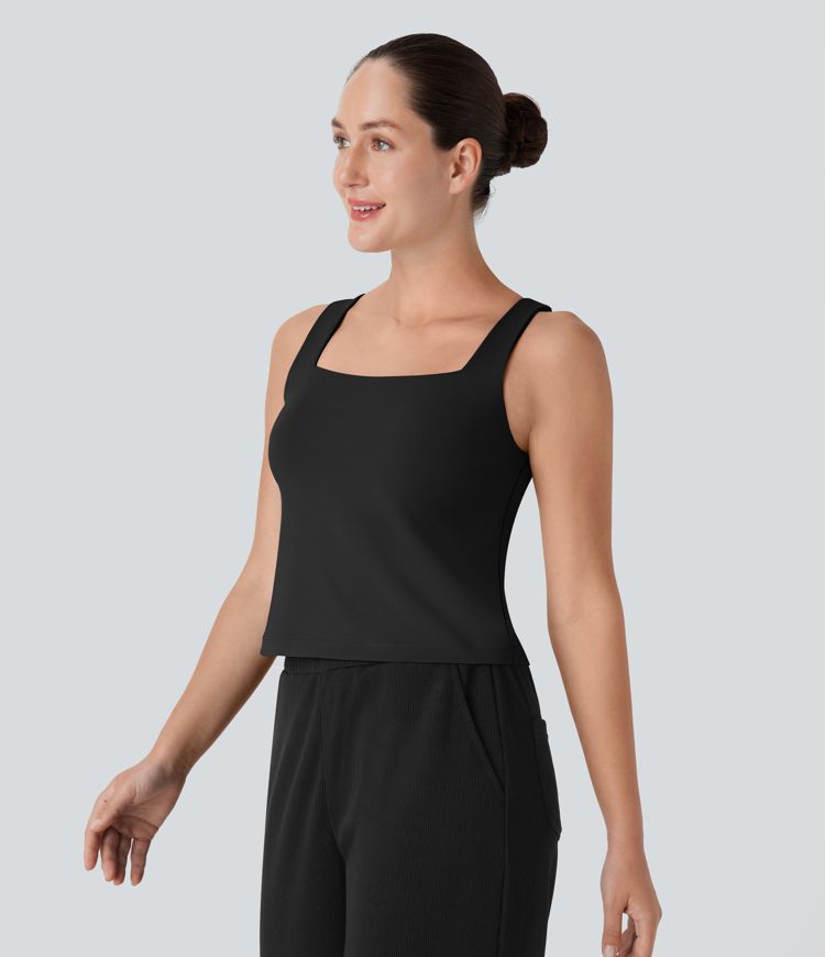 Camiseta yoga Softlyzero™ Airy cuello cuadrado efecto lifting tacto fresco - UPF 50+