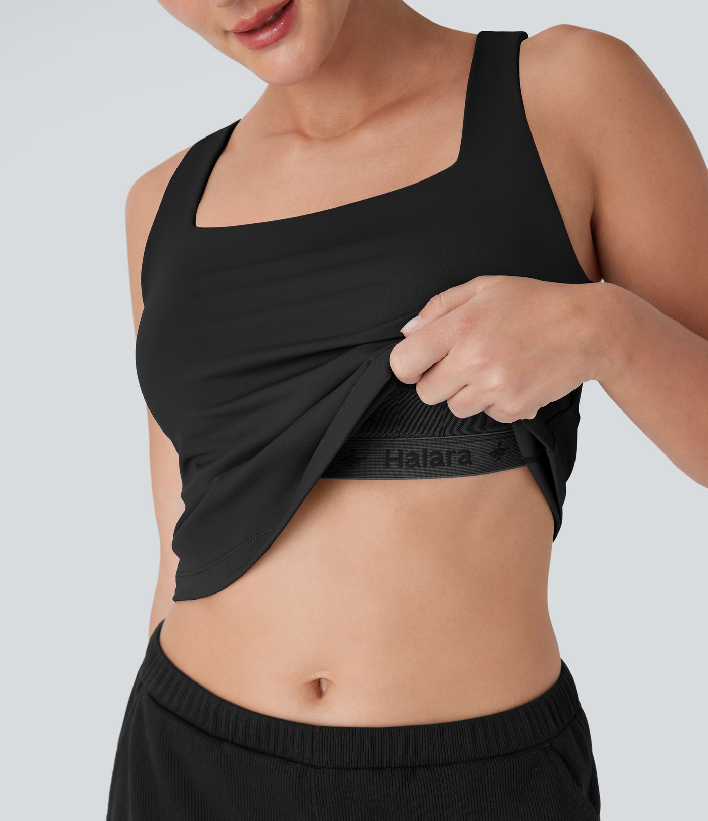 Camiseta yoga Softlyzero™ Airy cuello cuadrado efecto lifting tacto fresco - UPF 50+