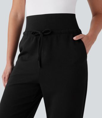 Super High Waisted Drawstring Multiple Pockets Tapered Travel Trousers
