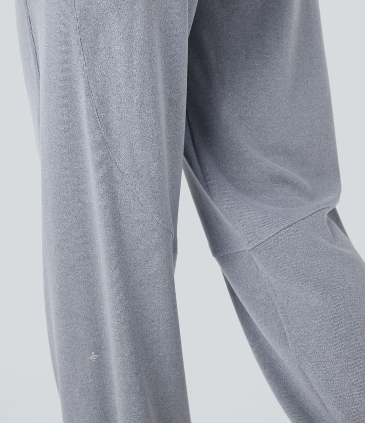 High Waisted Drawstring Pockets Straight Leg Running Joggers