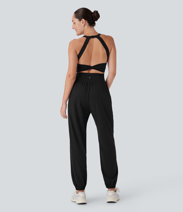Breezeful™ SoCinched U-Ausschnitt Ausgeschnittenes Bauchkontroll-Taschen-Schnell-Trocknender Yoga-Einteiler