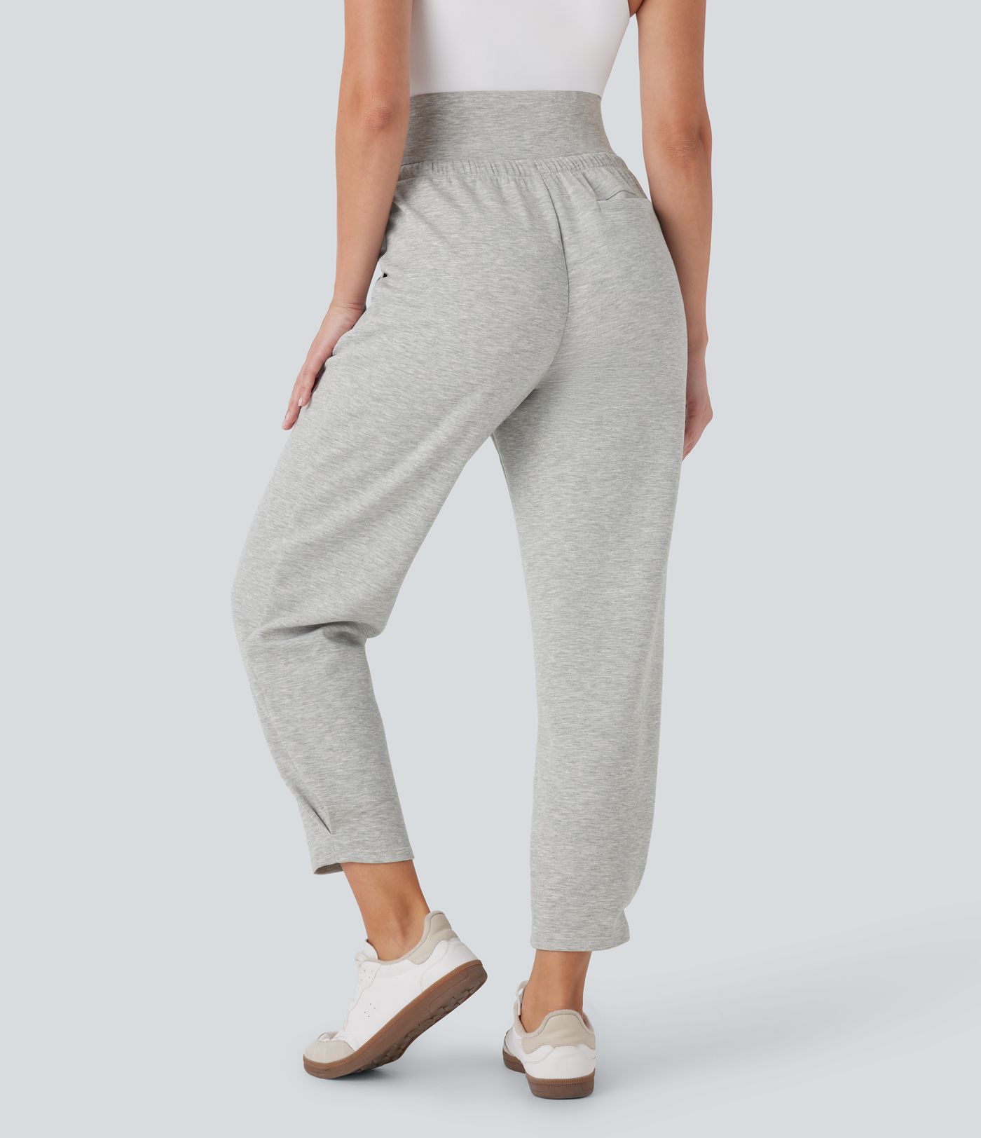 Super High Waisted Drawstring Pockets Tapered Travel Pants