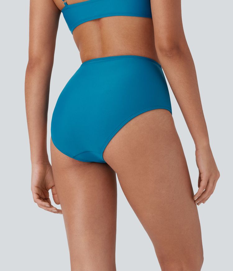 High Waisted Tummy Control Ruched Bikini Bottom Swimsuit