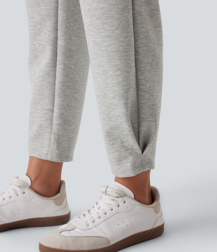 Super High Waisted Drawstring Pockets Tapered Travel Pants