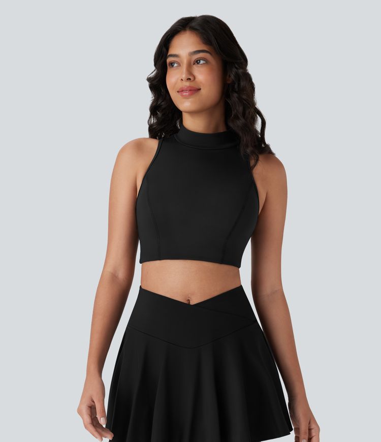 Softlyzero™ QuickDry Cut Out Backless Stand Collar Skinny Cropped Tennis Tank Top
