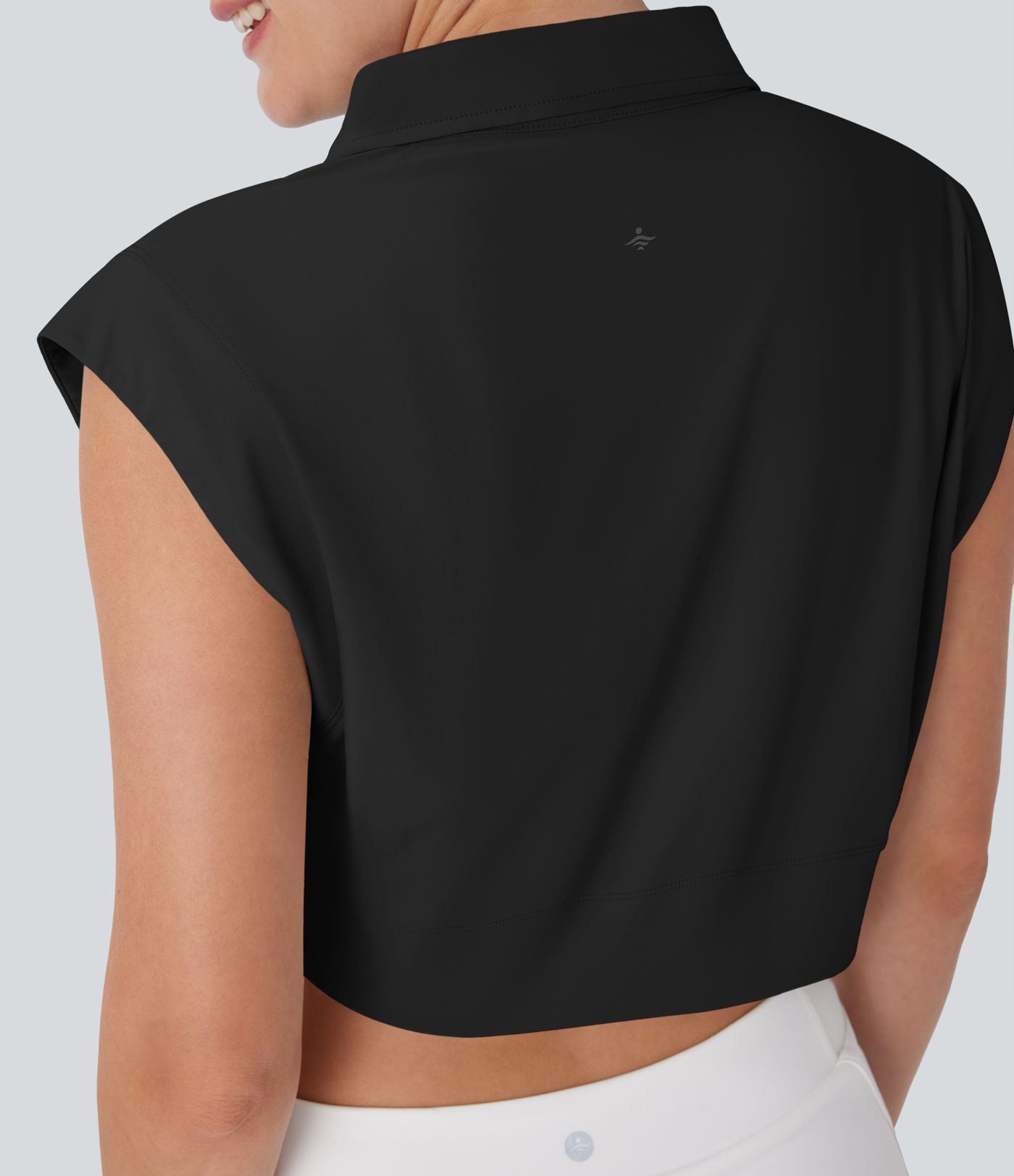 Collar Zipper Cropped  Quick Dry Tennis Sports Top
