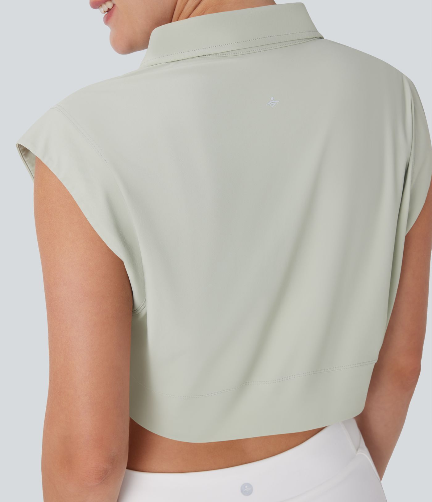 Collar Zipper Cropped Cool Touch Quick Dry Tennis Sports Top