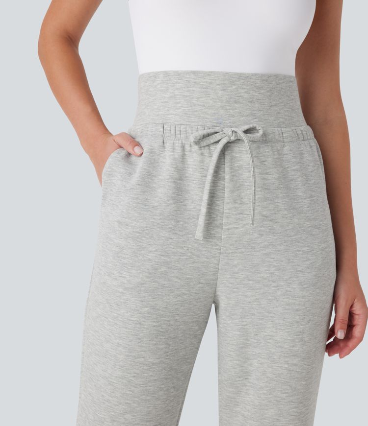 Super High Waisted Drawstring Pockets Tapered Travel Pants