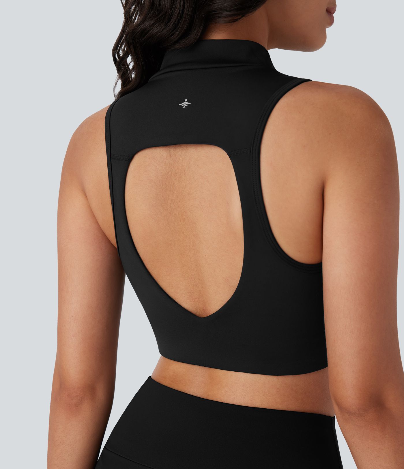 SoftlyZero™ QuickDry Cut Out Stand Collar Skinny Cropped Tennis Tank Top