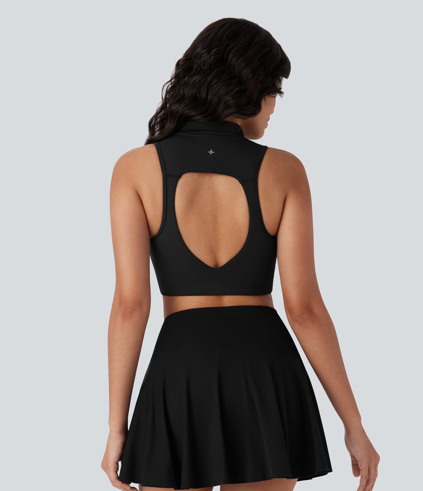 SoftlyZero™ QuickDry Cut Out Stand Collar Skinny Cropped Tennis Tank Top