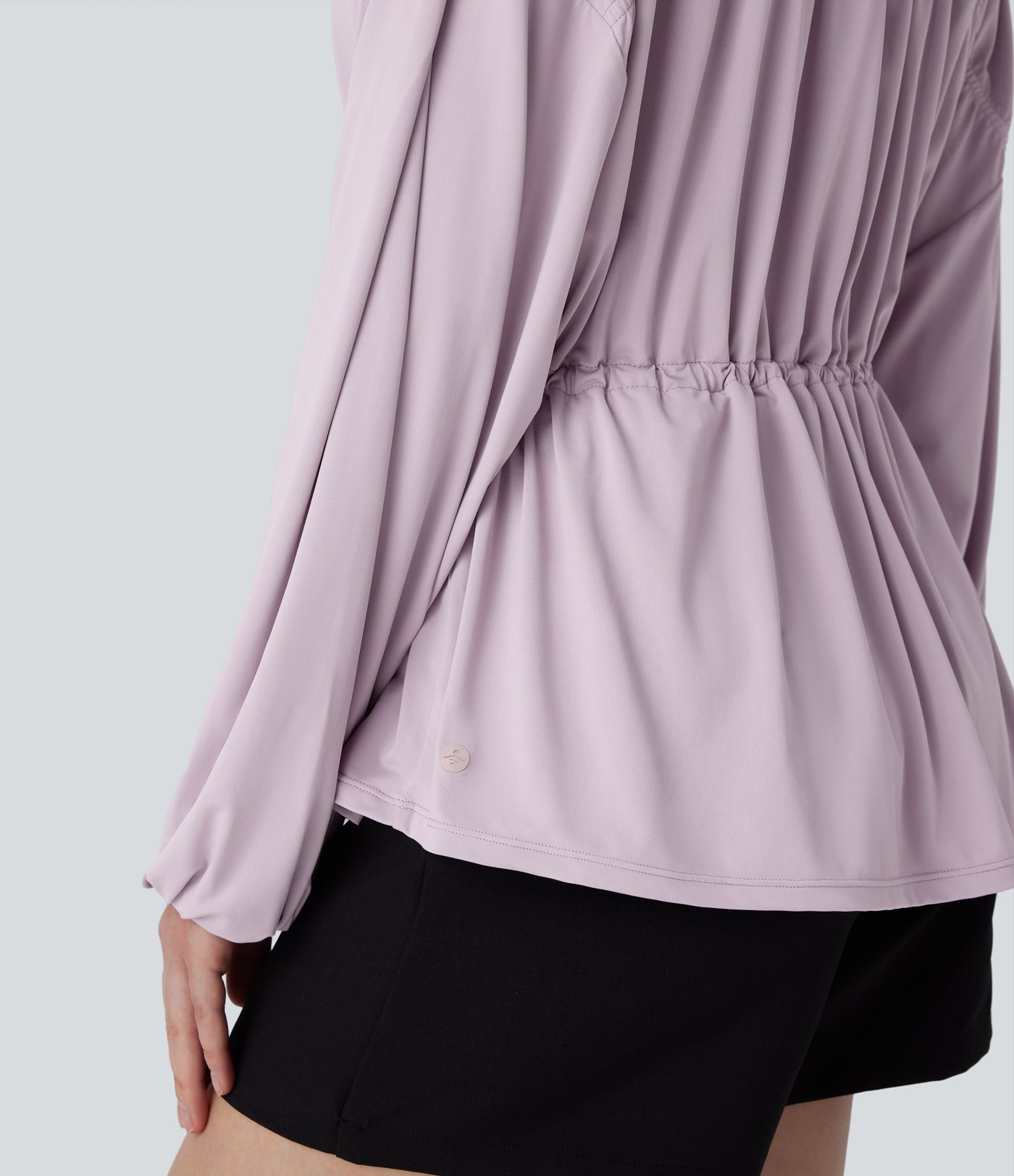 Long Sleeve Lace Up Drawstring Work Blouse