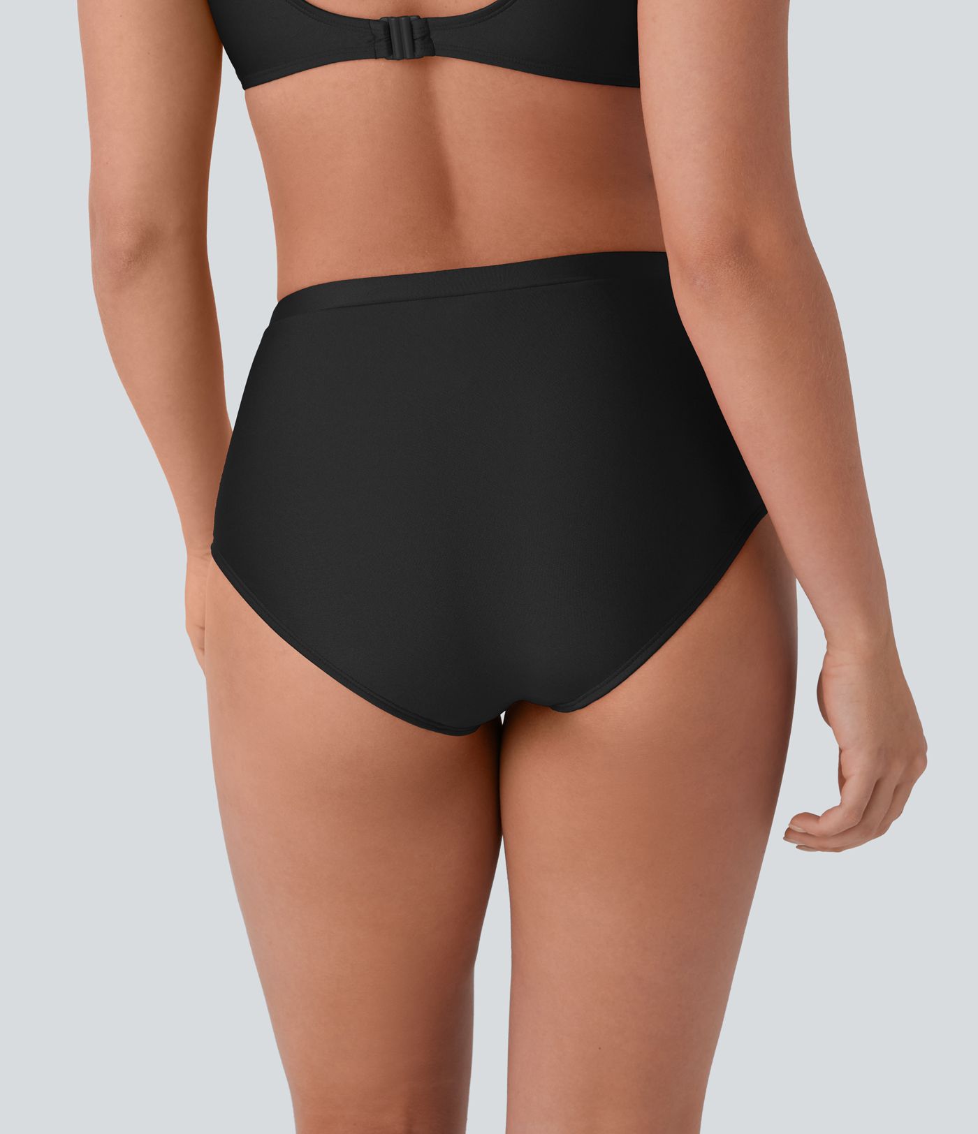High Waisted Tummy Control Sheen Bikini Bottom Swimsuit