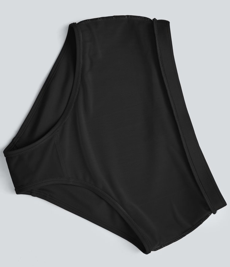 High Waisted Tummy Control Sheen Bikini Bottom Swimsuit