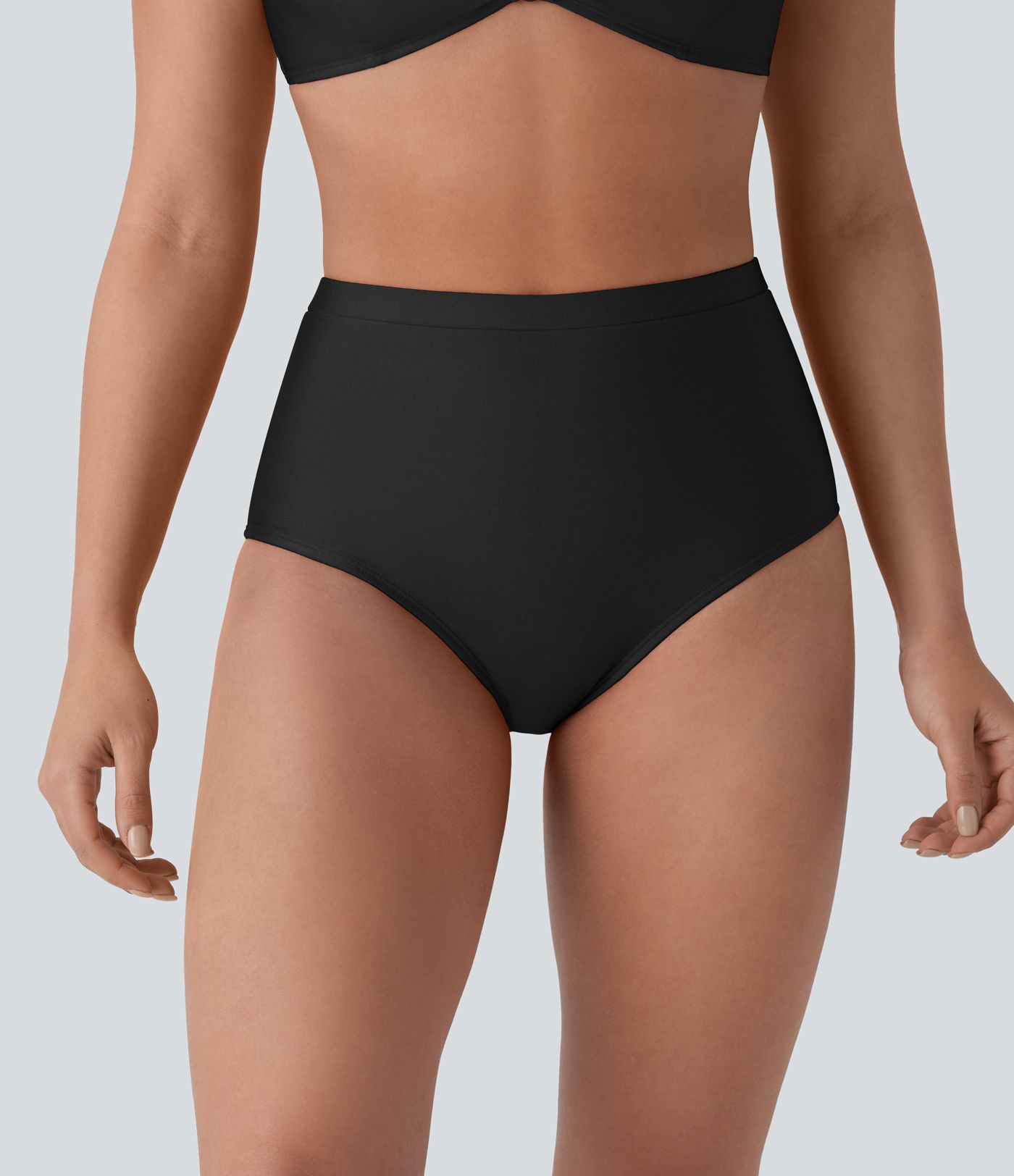 High Waisted Tummy Control Sheen Bikini Bottom Swimsuit