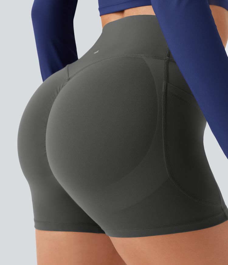 Pantalón corto SoCinched UltraSculpt ciclista tiro alto realce glúteo bolsillo lateral entrenamiento 7.5cm