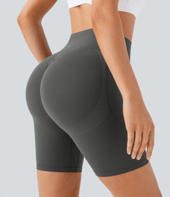 Halara UltraSculpt™ High Waisted Scrunch Butt Lifting Tummy Control Side Pocket Shaping Workout Biker Shorts 7''