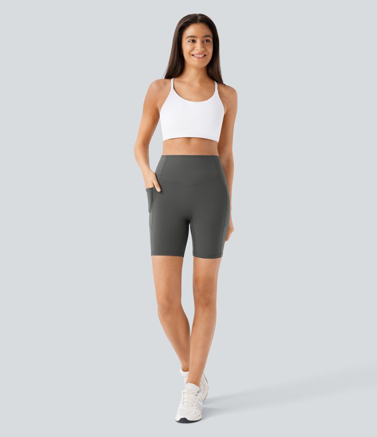 Halara UltraSculpt™ High Waisted Scrunch Butt Lifting Tummy Control Side Pocket Shaping Workout Biker Shorts 7''