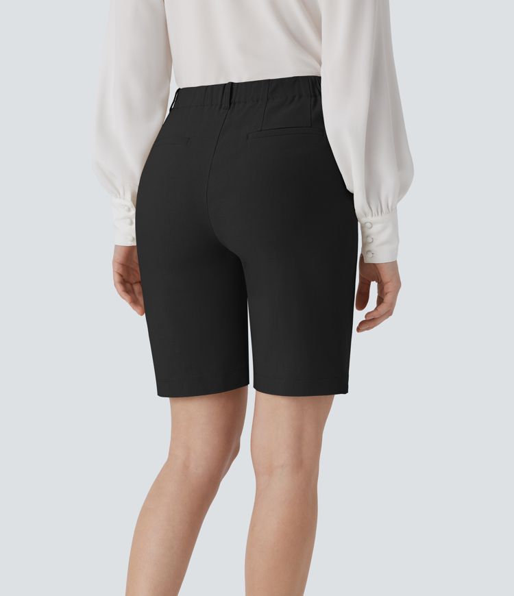 Mid Rise Button Zipper Side Pocket Work Shorts 9''